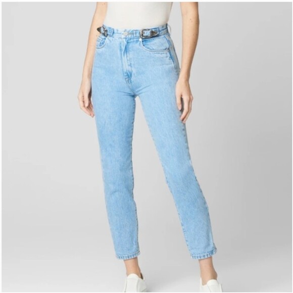 Blank NYC The Bleecker size 28 Light Wash Belt Appliqué Western Mom Jeans - Picture 5 of 12